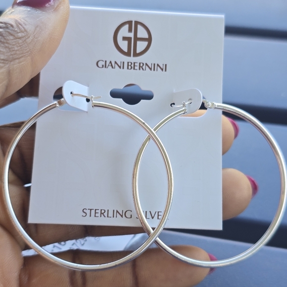 $100 Giani Bernini Sterling Silver Hoop Earrings Women New 50MM - Picture 4 of 9